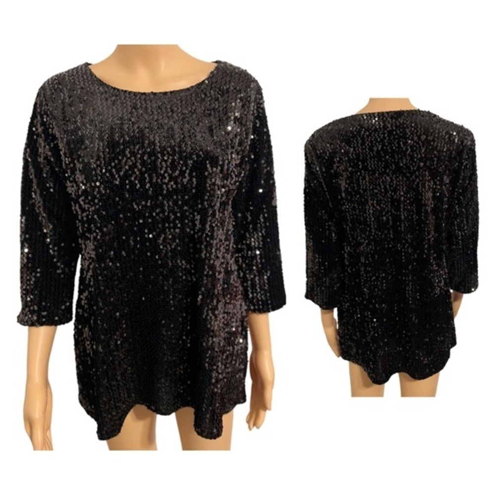 Alfani Sequined Women’s Medium Black Elegant Classy Pullover Blouse